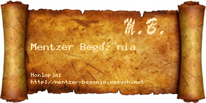 Mentzer Begónia névjegykártya
